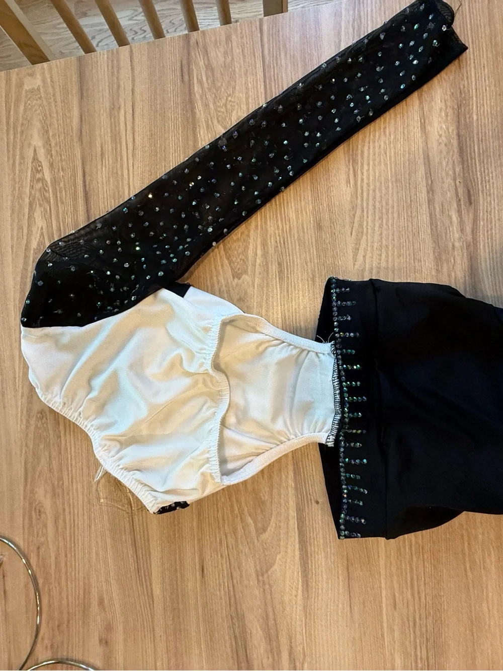 Black & white dance costume with pappus jelly rhinestone detail - SC child small